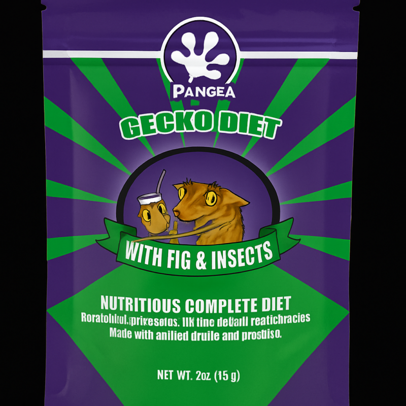Pangea Gecko Diet With Fig & Insects pouch on black background