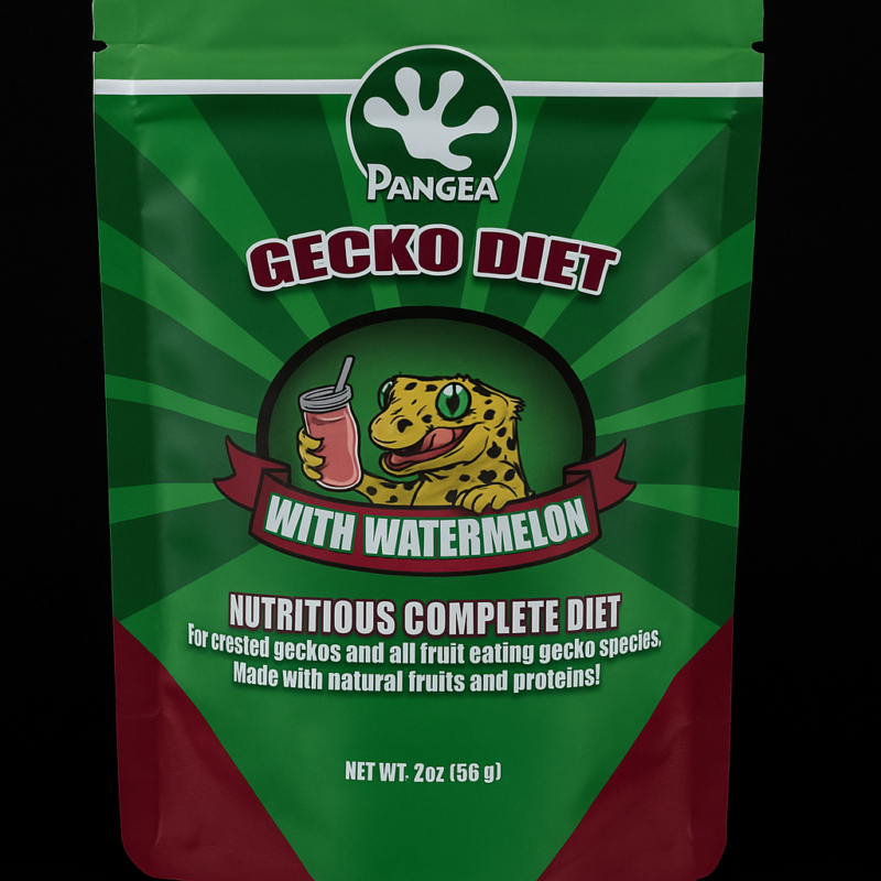 Pangea Gecko Diet With Watermelon 2oz pouch on black background